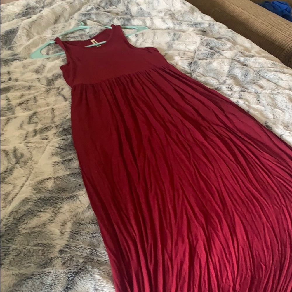 Red Maxi Dress with Pockets